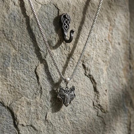 Viking Kurt Başı Kolye Erkek 925 Ayar Gümüş Minimalist Wolf Head Erkek Kolyesi