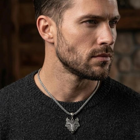 Viking Kurt Başı Kolye Erkek 925 Ayar Gümüş Minimalist Wolf Head Erkek Kolyesi