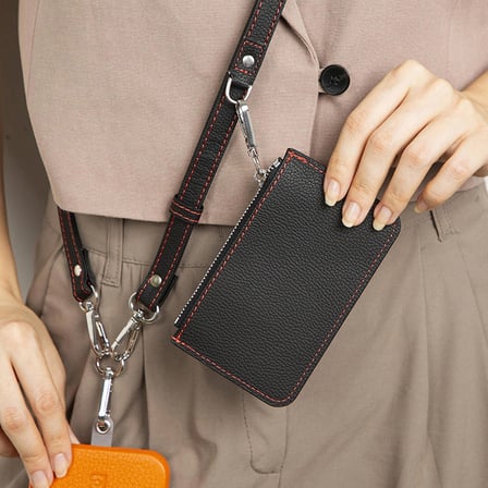 PU Deri Telefon Askısı ve Cüzdan Seti Çapraz Askılı Telefon Boyunluğu Kartlıklı Taşıma Aparatı