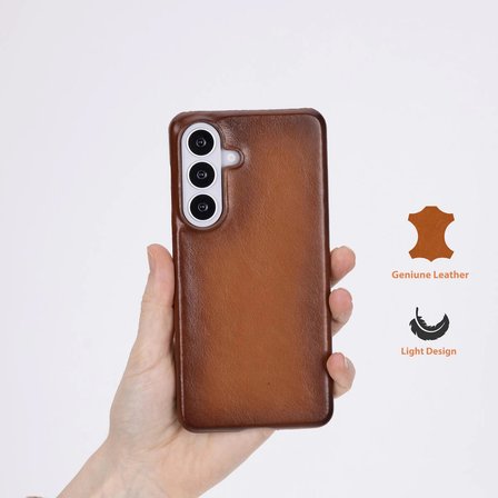 Samsung Galaxy S26 için Hakiki Deri Kılıf, El Yapımı İnce Telefon Kılıfı, Süet İç Yüzeyli Koruyucu Kapak, Kablosuz Şarj Uyumlu Hediye