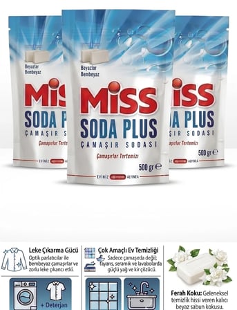 Miss Soda Plus Optik Etkili Beyaz Sabunlu El ve Matik Çamaşır Sodası