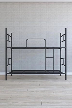 Bunkbed Metal Ranza, 2 Katlı, Siyah, 206x170x90 cm