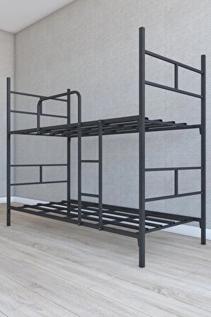 Bunkbed Metal Ranza, 2 Katlı, Siyah, 206x170x90 cm