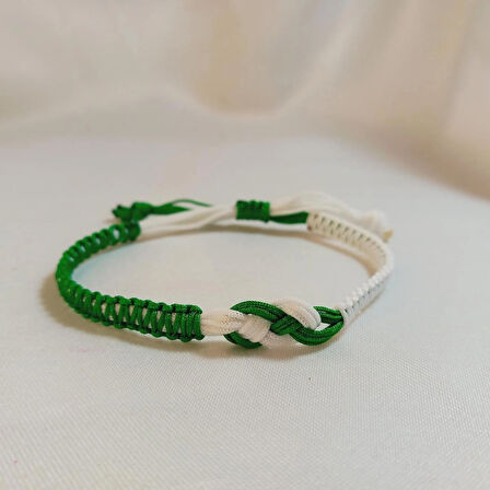 Crystal Atelier Bursaspor Sonsuzluk Figürlü Örgü Bileklik, Yeşil Beyaz Bursaspor Spor Renkleri Taraftar Bilekliği, Makrome Bileklik, Erkek Hediyesi, Maç Aksesuarı, Ip Bileklik, Taraftar Bileklik
