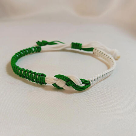 Crystal Atelier Bursaspor Sonsuzluk Figürlü Örgü Bileklik, Yeşil Beyaz Bursaspor Spor Renkleri Taraftar Bilekliği, Makrome Bileklik, Erkek Hediyesi, Maç Aksesuarı, Ip Bileklik, Taraftar Bileklik