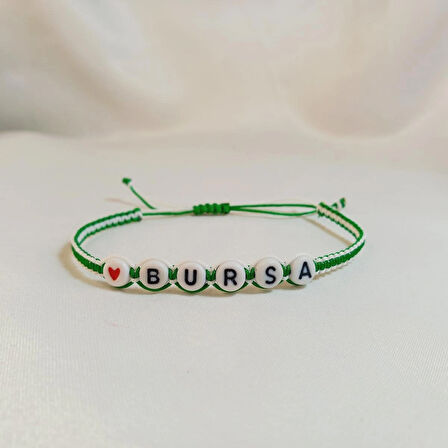 Crystal Atelier Bursa Harfli Kalpli Bursaspor Örgü Bileklik, Yeşil Beyaz Bursaspor Spor Renkleri Taraftar Bilekliği, Makrome Bileklik, Erkek Hediyesi, Maç Aksesuarı, İp Bileklik, Taraftar Bileklik