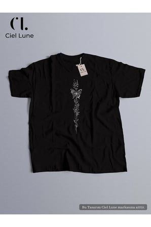 Nevermind Unisex Butterfly Flower Oversize Tişört
