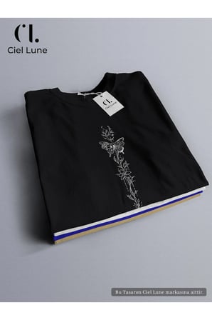 Nevermind Unisex Butterfly Flower Oversize Tişört