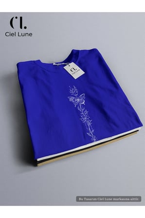 Nevermind Unisex Butterfly Flower Oversize Tişört