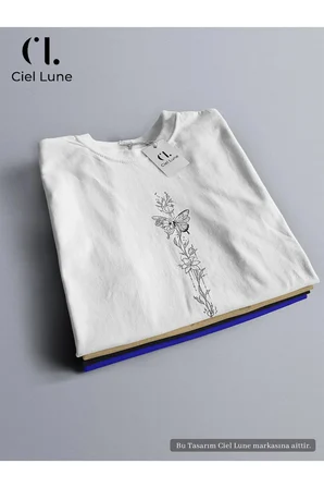 unisex butterfly flower özel tasarım - oversize t-shirt