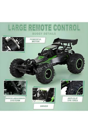 38 Cm Büyük Boy Şarjlı Hızlı Uzaktan Kumandalı Full Fonksiyon Arazi Aracı (YEŞİL)