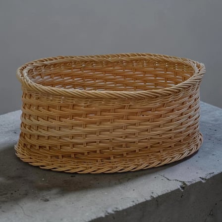 HandanRattan El Örgüsü Doğal Rattan Oval Düzenleyici Sepet 20x40x18 cm