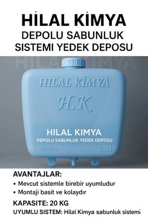 Depolu Sabunluk Sistemi Yedek Deposu 20 Kg Kapasiteli - Mavi