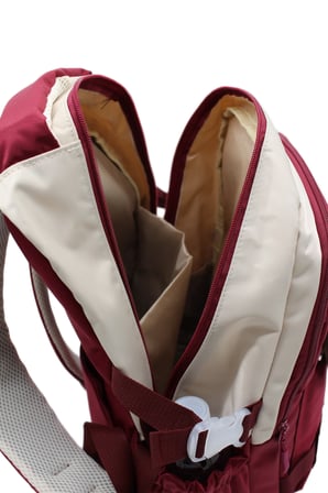 Çok Bölmeli Bej-Bordo Okul Sırt Çantası Unisex Okul Çantası 26011