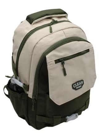 Çok Bölmeli Bej-Haki Okul Sırt Çantası Unisex Okul Çantası 26011