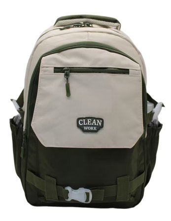 Çok Bölmeli Bej-Haki Okul Sırt Çantası Unisex Okul Çantası 26011