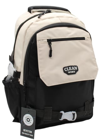 Çok Bölmeli Bej-Siyah Okul Sırt Çantası Unisex Okul Çantası 26011