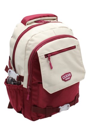 Çok Bölmeli Bej-Bordo Okul Sırt Çantası Unisex Okul Çantası 26011