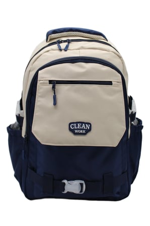 Çok Bölmeli Bej-Lacivert Okul Sırt Çantası Unisex Okul Çantası 26011