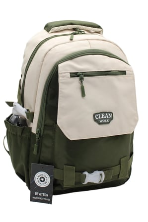 Çok Bölmeli Bej-Haki Okul Sırt Çantası Unisex Okul Çantası 26011
