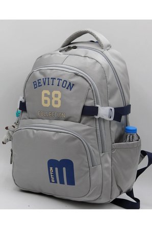 Bvt-34500 Su Itici Kumaş Okul Çantası Gri-lacivert Okul Sırt Çantası