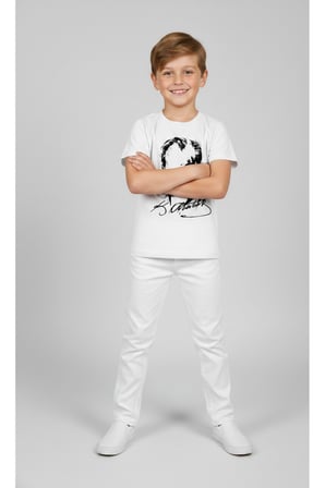 Erkek Çocuk ATATÜRK Baskılı T-Shirt Ve Beyaz Keten Pantolon Takım 23Nisan Ve özel Günler