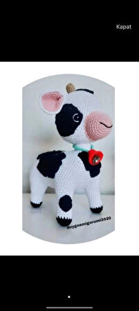 Amigurumi inek örme inek oyuncak buzu 25 cm