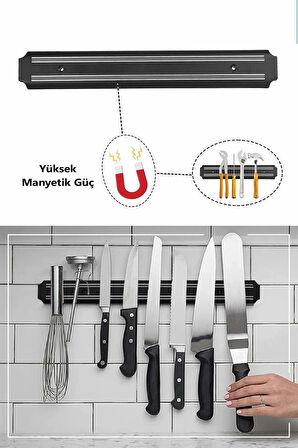 55 Cm Mıknatıslı Duvar Bıçak Askısı Standı Güçlü Mıknatıs Bıçaklık Alet Edavat Organizer