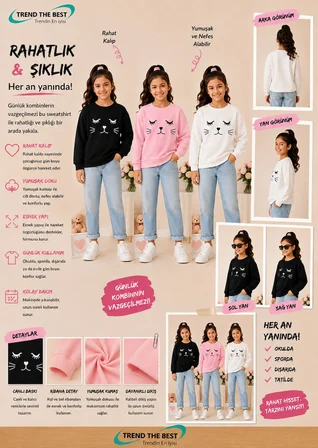 Kışlık Kız, Erkek, Yetişkin Unisex Siyah, Pembe, Beyaz 3'lü Sweatshirt Takımlar