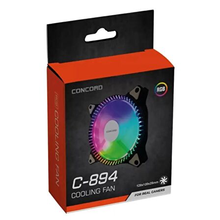 RGB Gökkuşağı Renkli 12CM Soğutucu PC Fan – Concord C-894