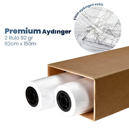 Plotter Sarf®  Plankopya Ozalit  Aydınger (Çizim) Kağıdı  92gr  Rulo 62cm x 150mt (2 Rulo)  