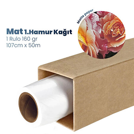 Plotter Sarf® Premium 1 .Hamur Mat Kağıt Afiş Kağıdı 160 gr Rulo 107 cm x 50mt (1 Rulo)  