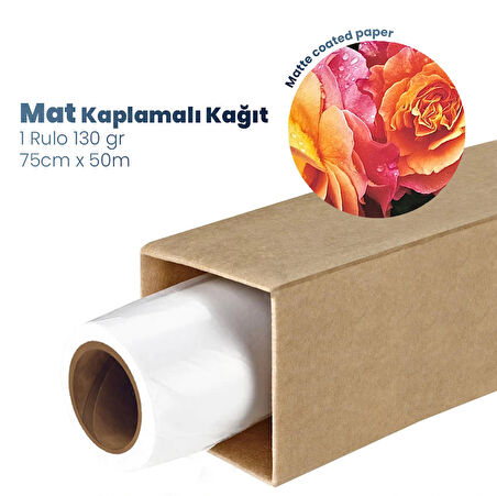 Plotter Sarf® Premium Mat Coated Kağıt (Kaplamalı) 130 gr Rulo 75 cm x 50mt (1 Rulo)  