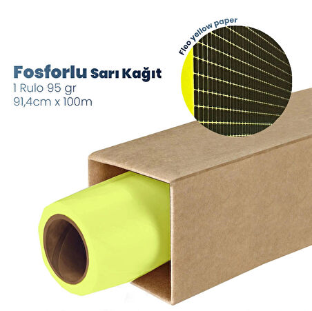 Plotter Sarf® Flo Fosforlu Sarı (Floresan) Kağıt Rulo 95 gr 91,4 cm x 100 mt (1 Rulo)  