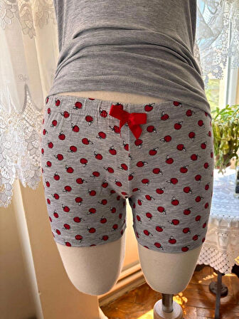 İnce Askılı Şortlu Pamuklu Pijama Takımı Dantel Detaylı