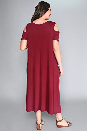 Omuz Dekolte Viskon Elbise