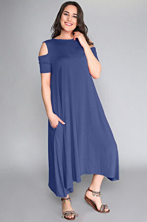 Omuz Dekolte Viskon Elbise