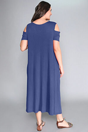 Omuz Dekolte Viskon Elbise