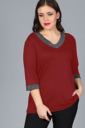 Büyük Beden Yaka Kolucu Sim Bluz