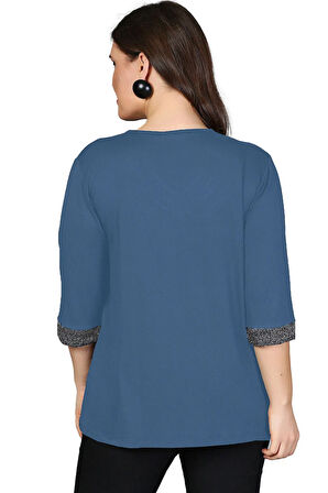 Büyük Beden Yaka Kolucu Sim Bluz