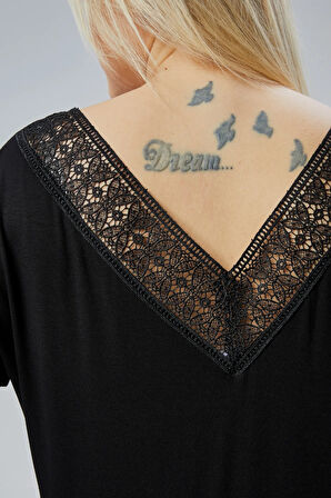 Büyük Beden Sırt V Güpür Bluz