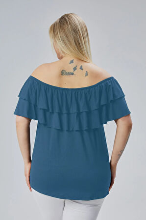 Büyük Beden Madonna Yaka Viskon Bluz