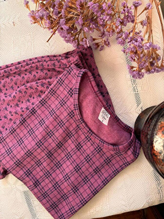 Ekoseli Desenli Uzun Kol Kadın Pijama Takımı 2 İplik Kışlık Pamuklu Kumaş