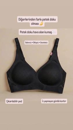Lazer Kesim Petek Doku Nefes Alan İz Yapmayan Balensiz Çıkarılabilir Pedli Sütyen