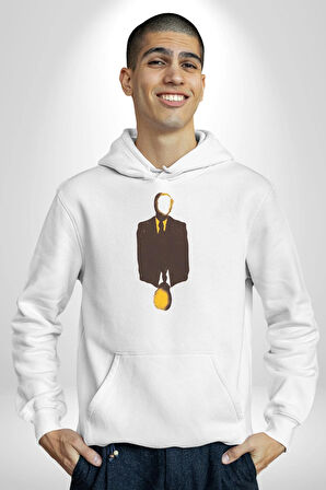Görünmez İnsan Takım Elbise Kadın Erkek  Beyaz Kapüşonlu Sweatshirt Hoodie