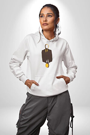 Görünmez İnsan Takım Elbise Kadın Erkek  Beyaz Kapüşonlu Sweatshirt Hoodie