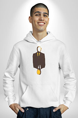 Görünmez İnsan Takım Elbise Kadın Erkek  Beyaz Kapüşonlu Sweatshirt Hoodie