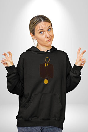 Görünmez İnsan Takım Elbise Kadın Erkek  Siyah Kapüşonlu Sweatshirt Hoodie