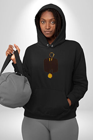 Görünmez İnsan Takım Elbise Kadın Erkek  Siyah Kapüşonlu Sweatshirt Hoodie