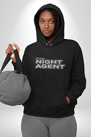 The Night Agent Kadın Erkek  Siyah Kapüşonlu Sweatshirt Hoodie